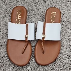 Italian Shoemakers White and Tan Sandals